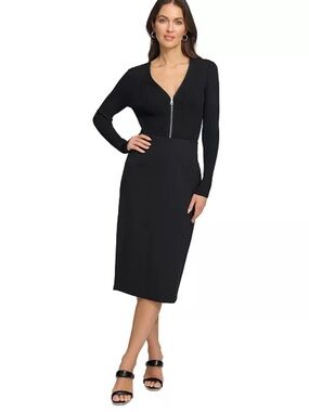 DKNY M Black Pull On Ponte Knit Pencil Skirt